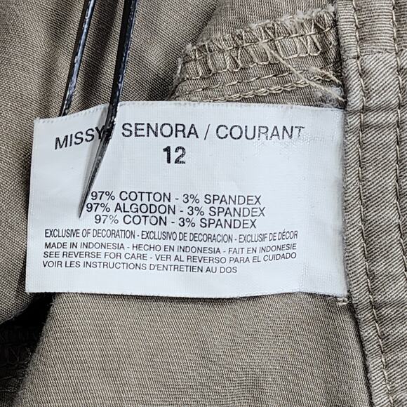 Gloria Vanderbilt Pants Womens 12 Tan Tyra Capri Ruched Hem Embroidered Studded - Picture 9 of 16